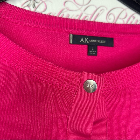 Anne Klein cardigan snap button down pink silver hardware stretchy cute y2k - Picture 4 of 6